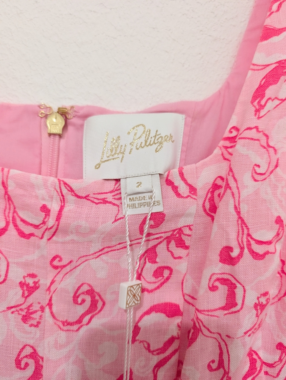 Lilly Pullitzer Conch Shell Pink Calina Linen Midi Dress Flamingle Garden 2 NWT - Picture 9 of 12
